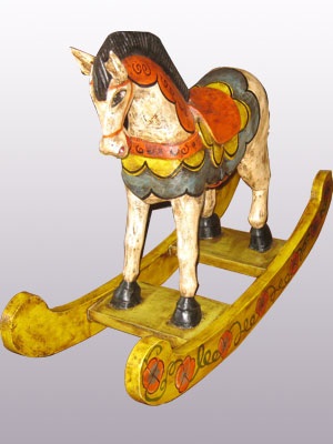 CARVED HORSES / Carved horse rocking style 24 inch tall handpainted / This colorful rocking horse will stand out in your house or your office as a beautiful piece of art. It was hand carved and hand painted by skilled artisans in the state of Guanajuato in Mexico.